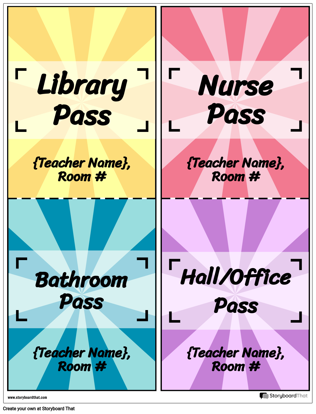 Hall Passes Template For Library Nurse And Bathroom 5425