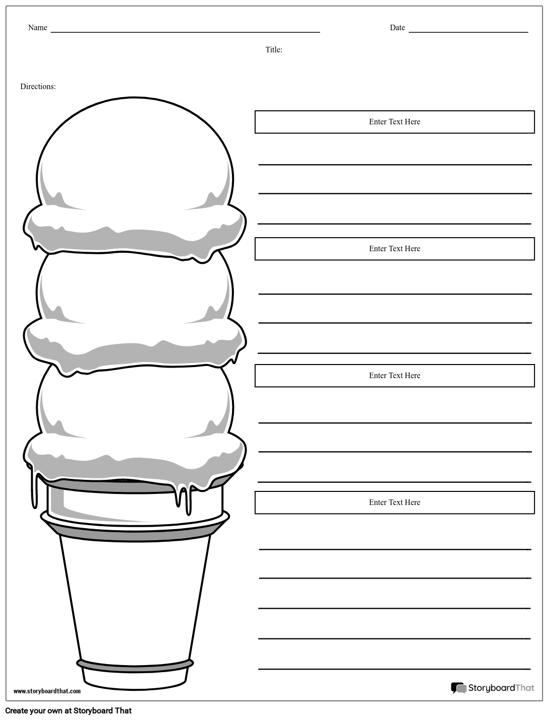Big Ice Cream Based Long Composition Worksheet