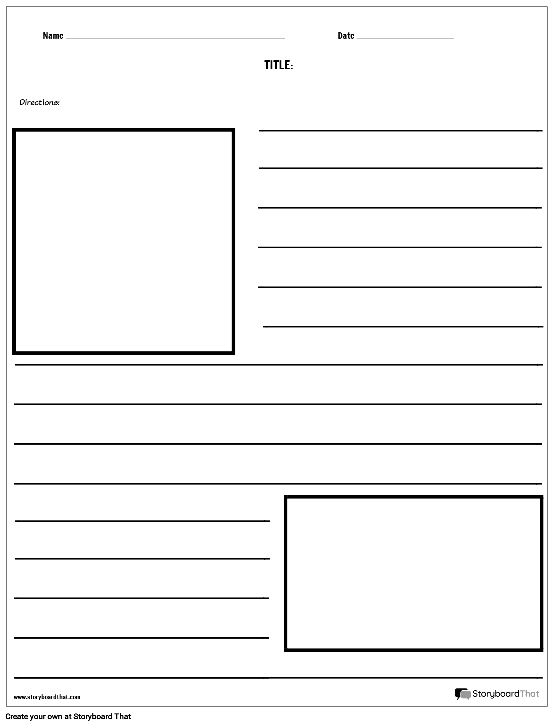 Free Story Illustrated Template with Two Squares