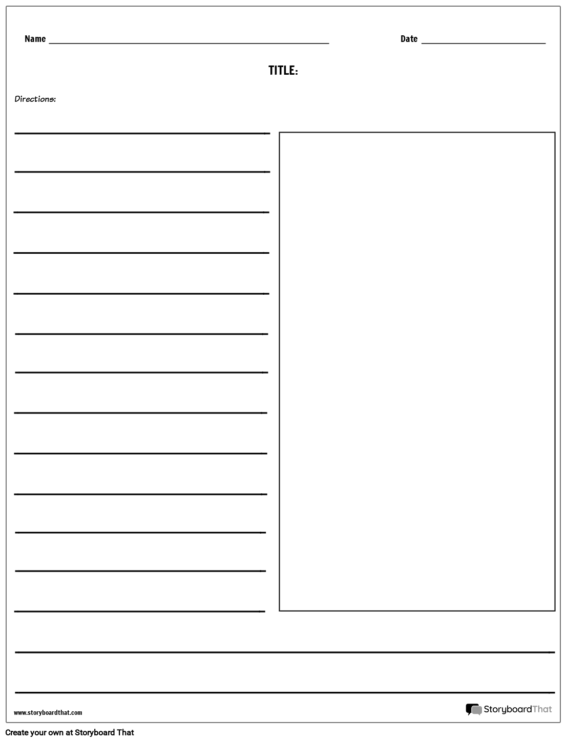 Blank Rectangle Illustrated Story Template