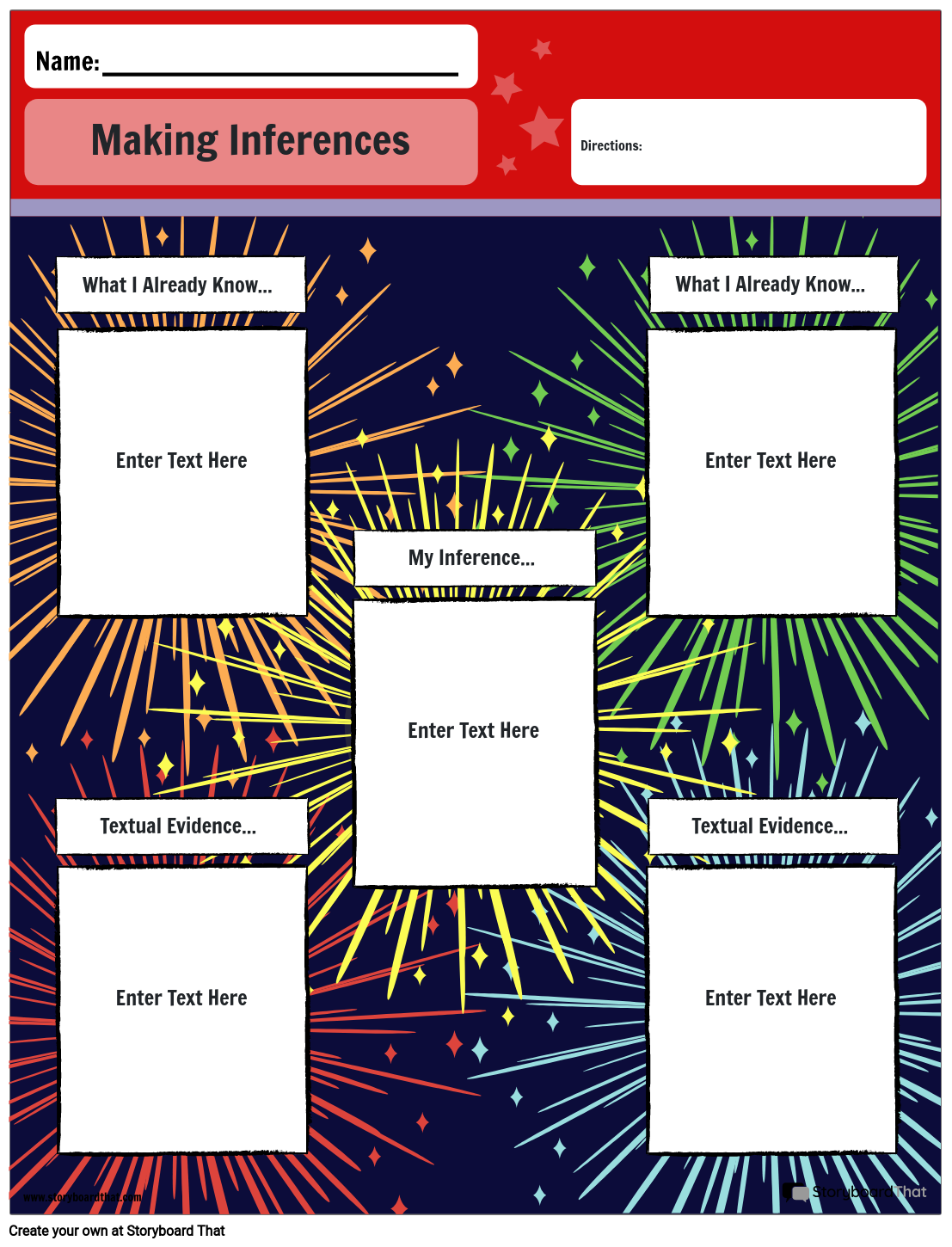 Fireworks Themed Inferencing Worksheet Design