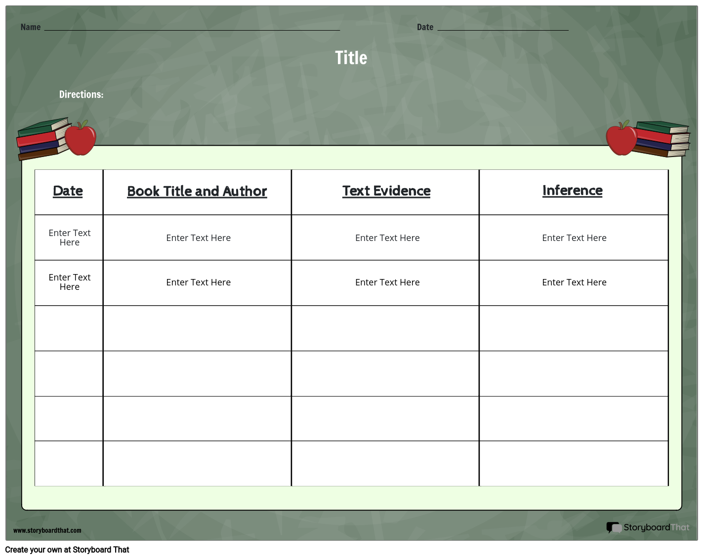 Inferencing Worksheet Template with Books and Apple