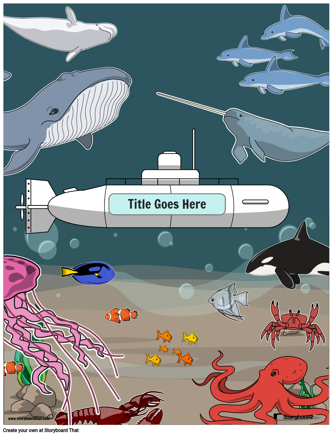 Sea Creatures Themed Journal Cover Worksheet