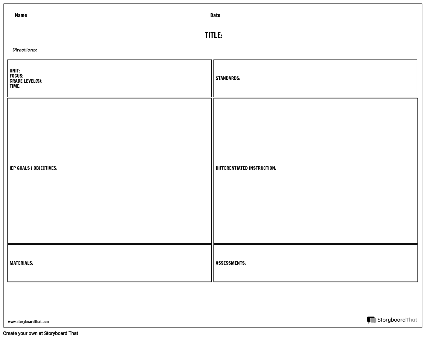 Print-Ready Lesson Planner Template