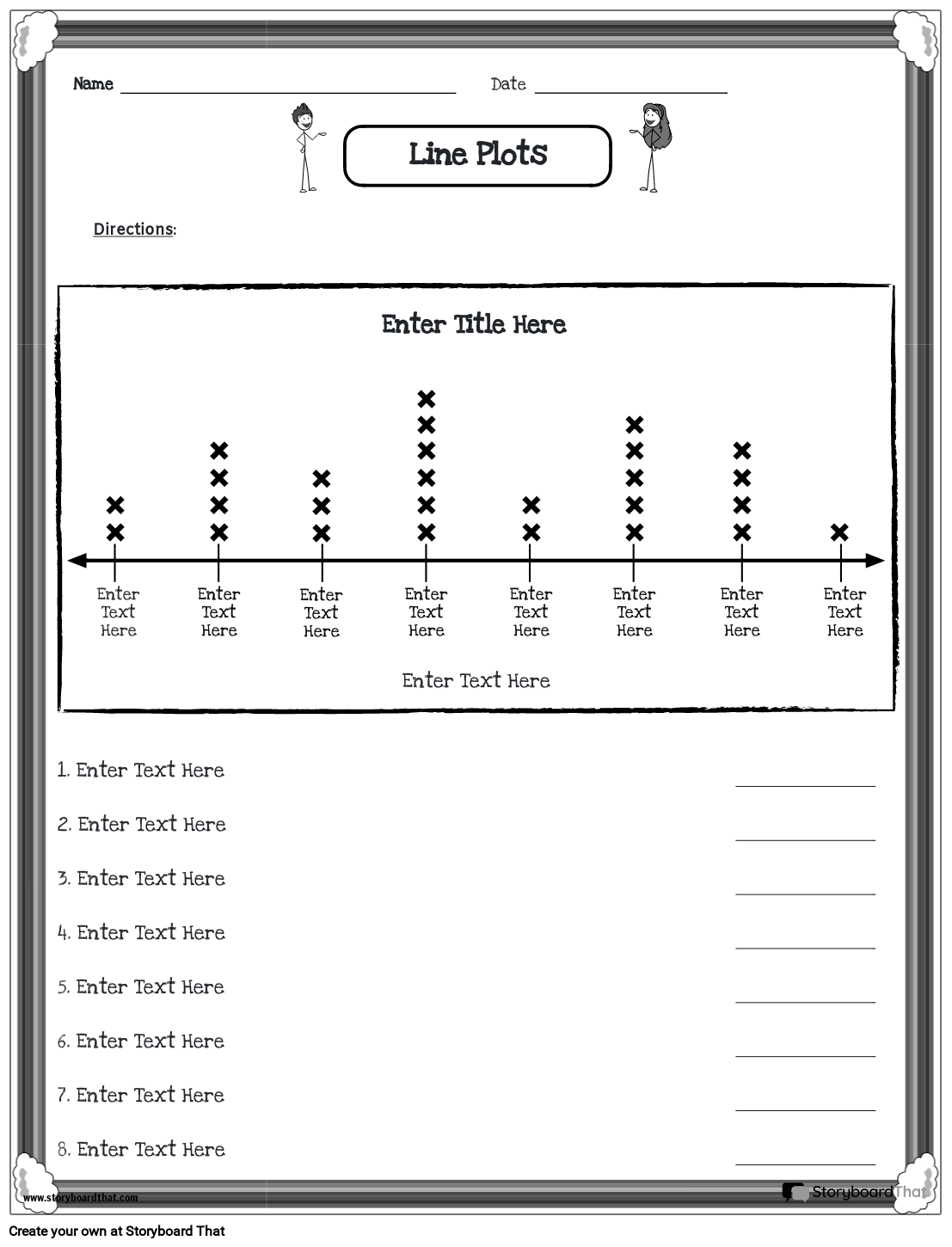 Line Plot Portrait BW 1 Storyboard Por Worksheet templates