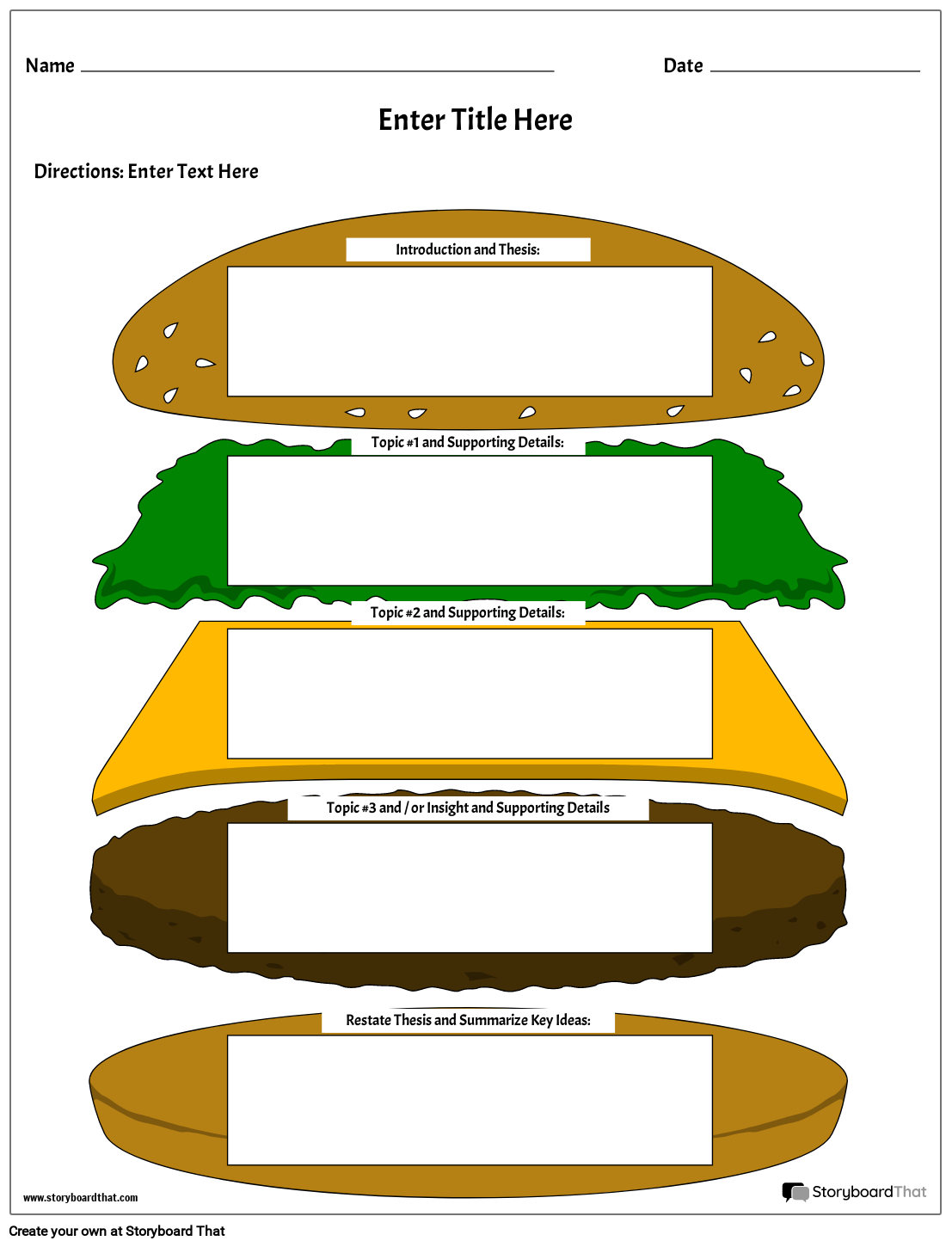 Big Burger Themed Long Composition Worksheet Design