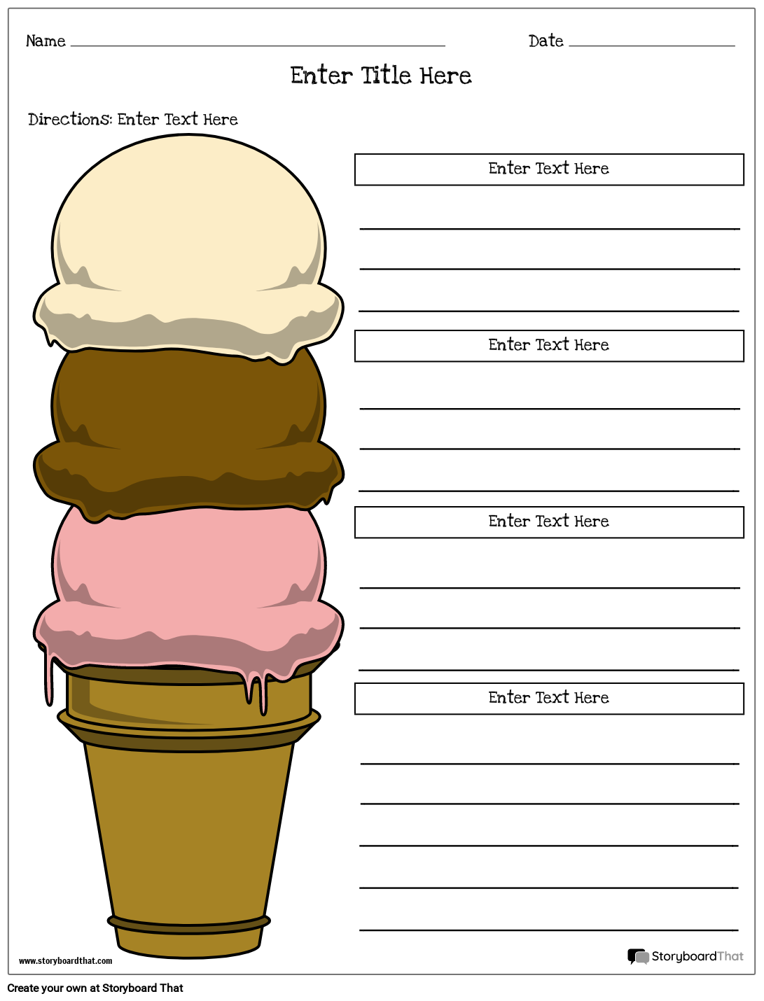 Long Composition Template with Ice Cream Theme