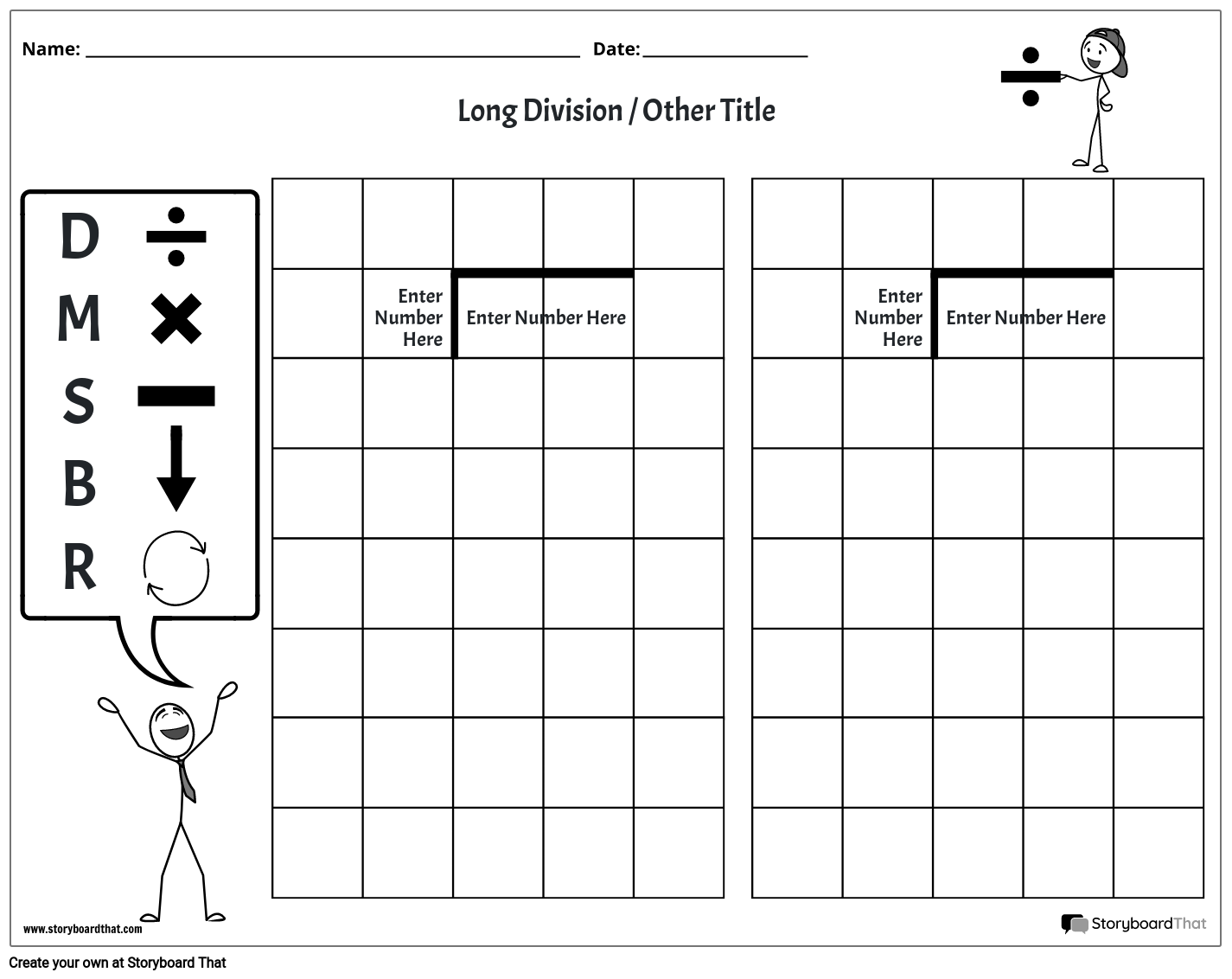 Template For Long Division