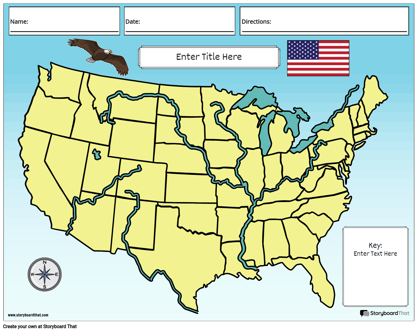 USA Physical Geography Worksheet templates