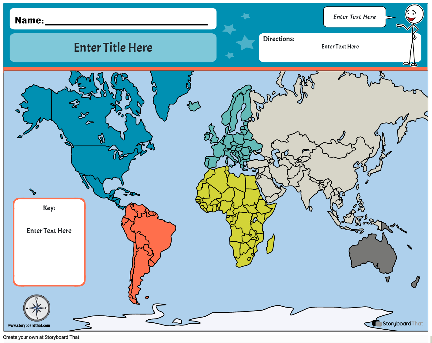 World Worksheet Landscape Color With Key Storyboard