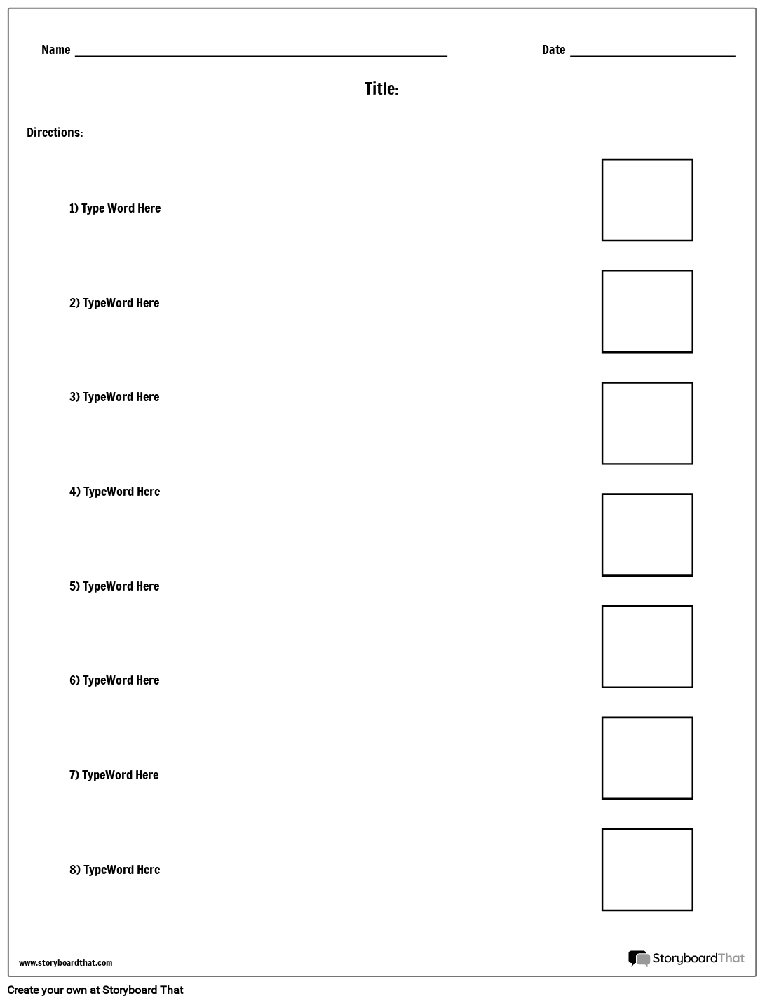 Matching Worksheet Template