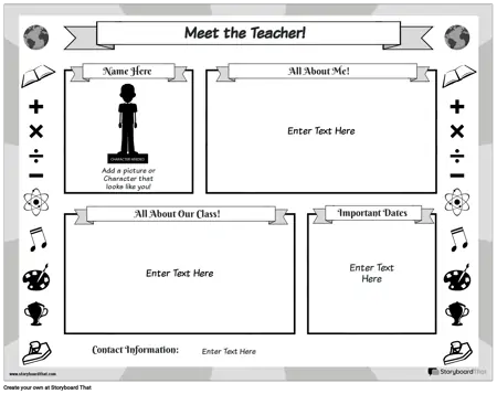 Meet the Teacher Template - Landscape BW 3