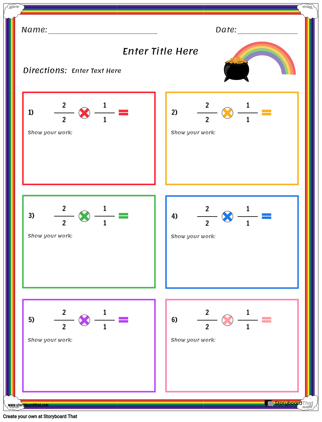 Multiplication Fractions Portrait Color 7