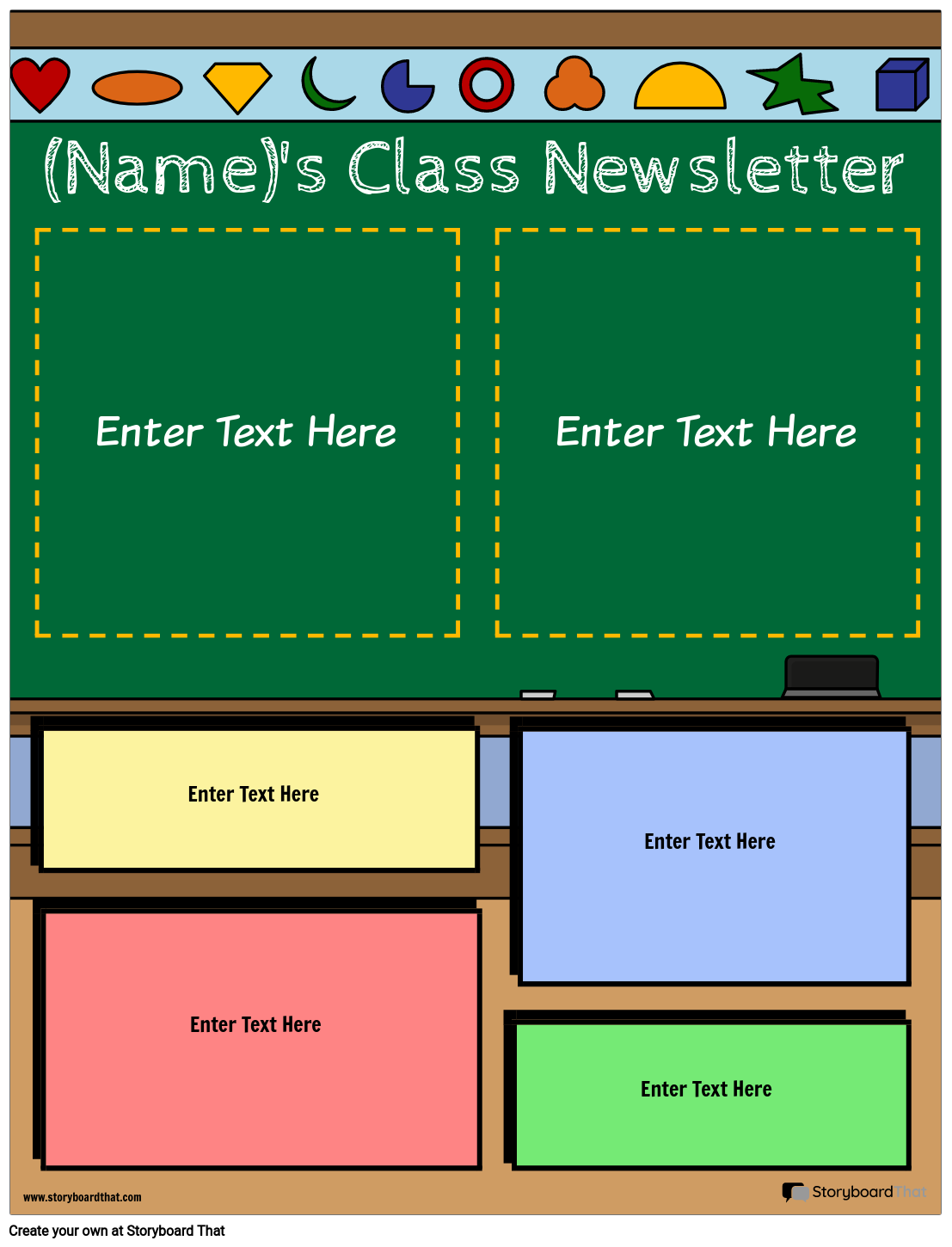 Classroom Themed Newsletter Worksheet Design