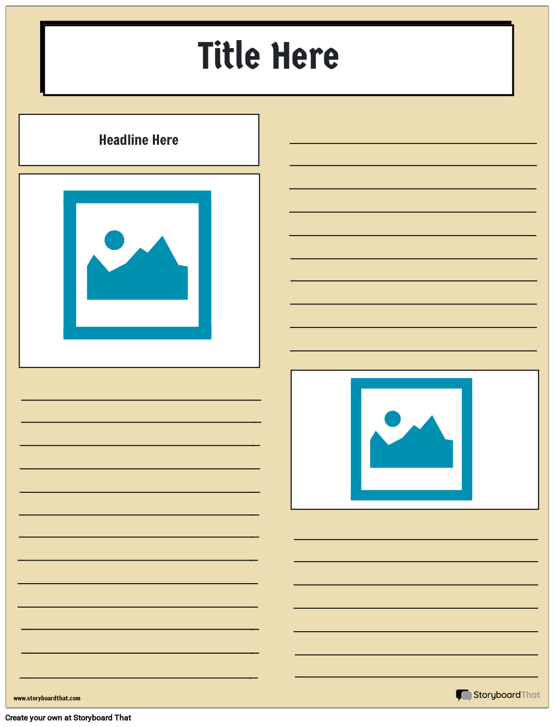 Newspaper Template 5 Worksheet templates