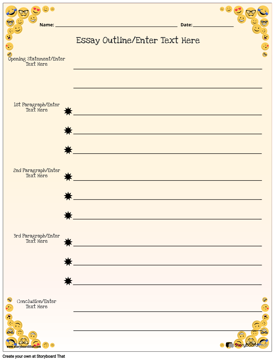 Emoji Themed Outline Worksheet Design