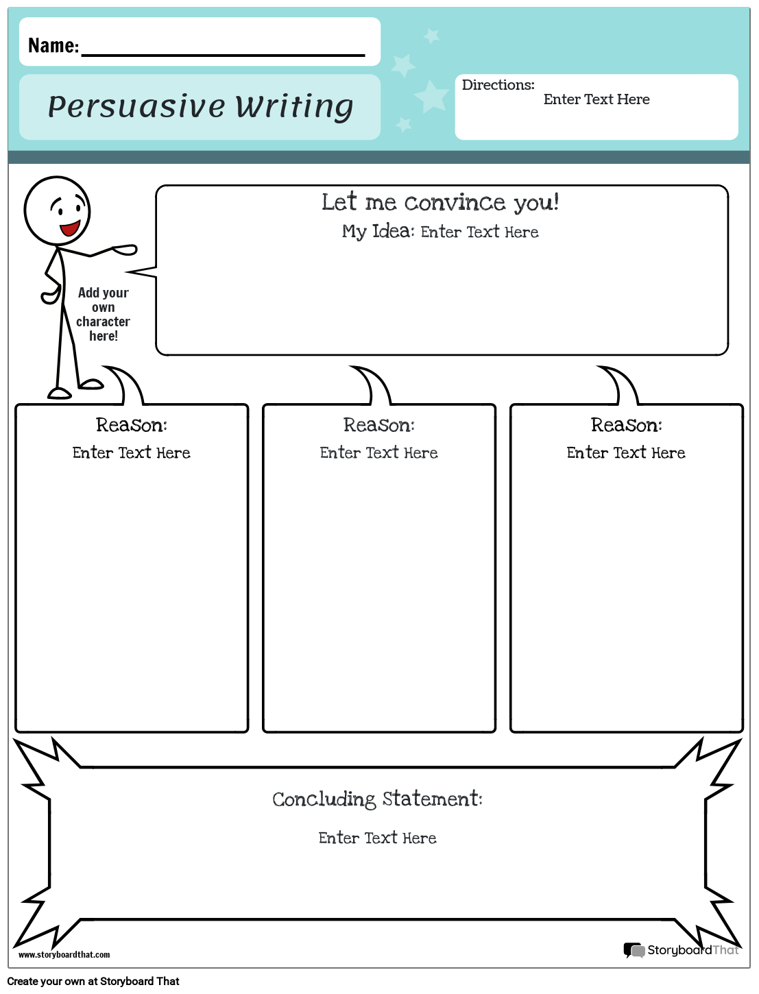 Persuasive Essay Worksheet Portrait Color 11 Storyboard