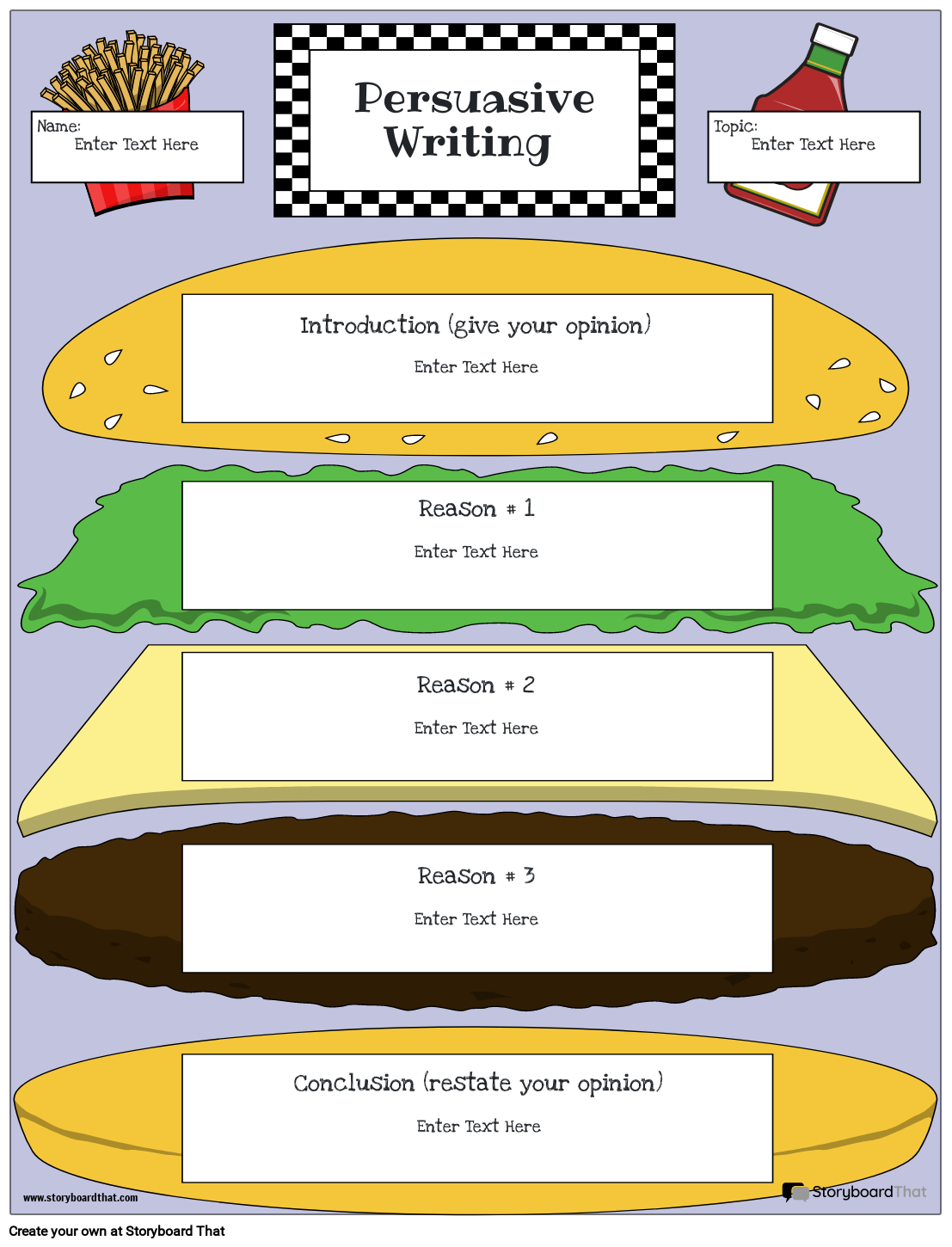 Argumentative Essay Graphic Organizer Template for Practicing