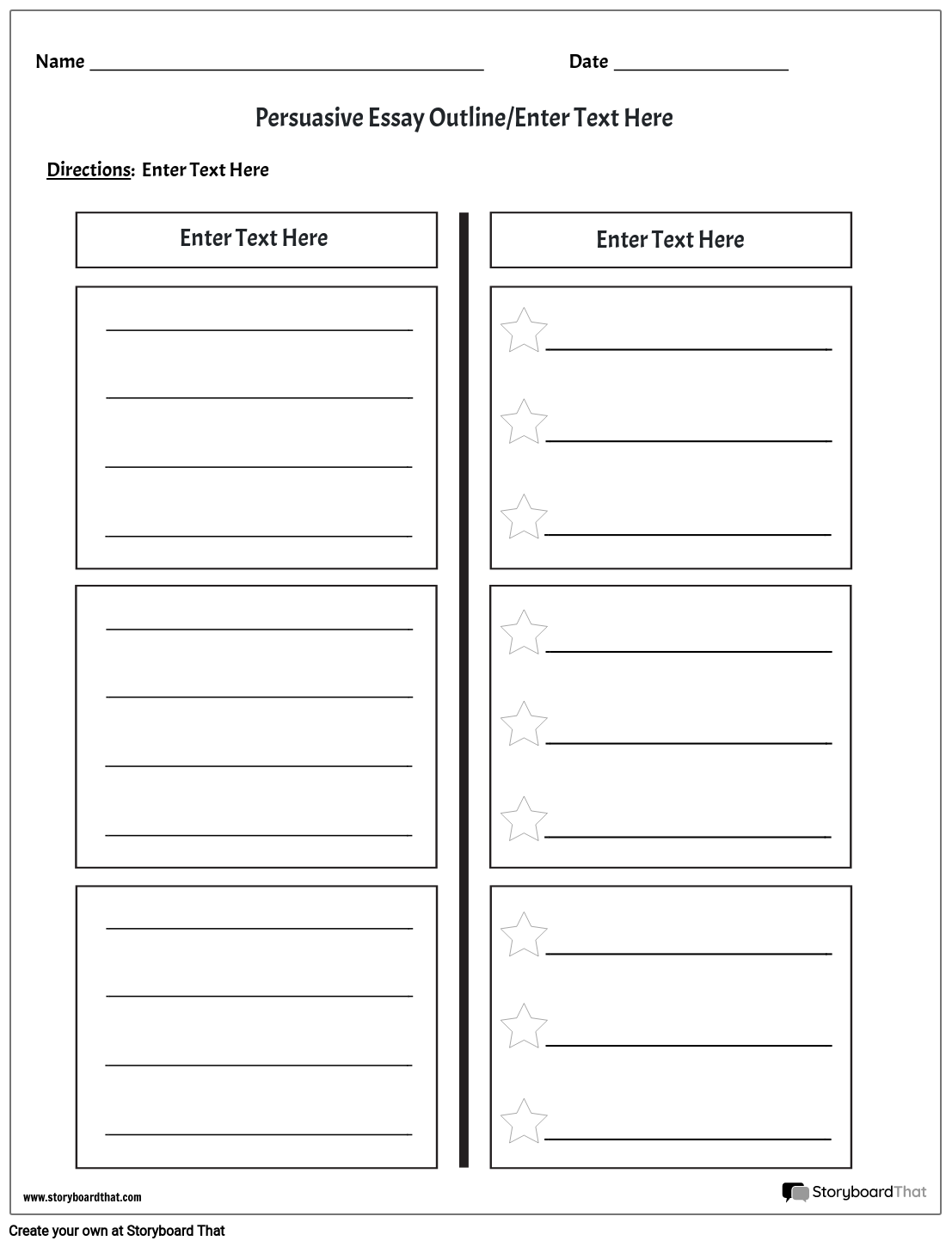 Simple Outline Worksheet Template with Boxes