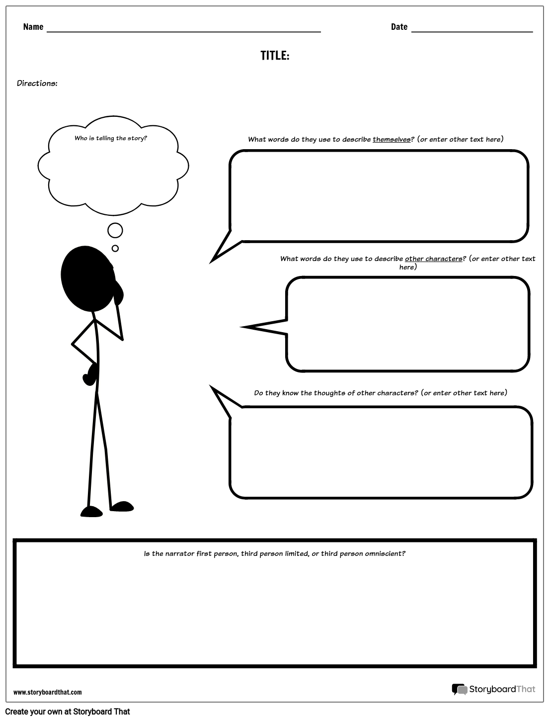 Point of View Worksheet Design with Multiple Text Boxes