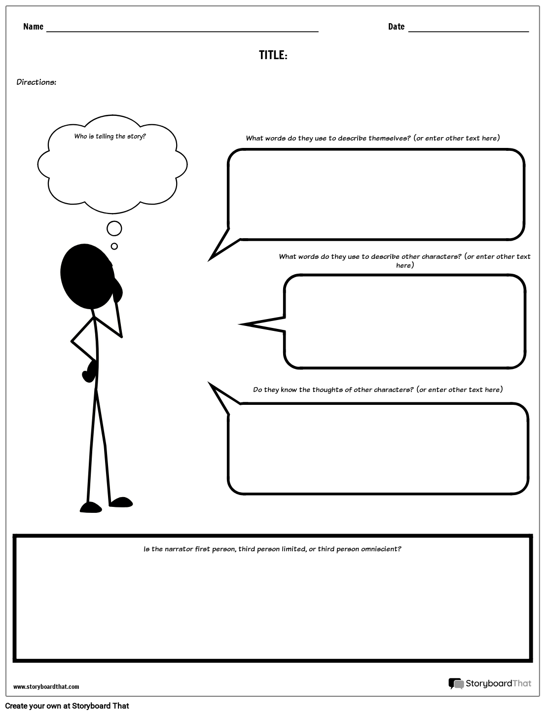 Point Of View Worksheets Point Of View In Literature StoryboardThat