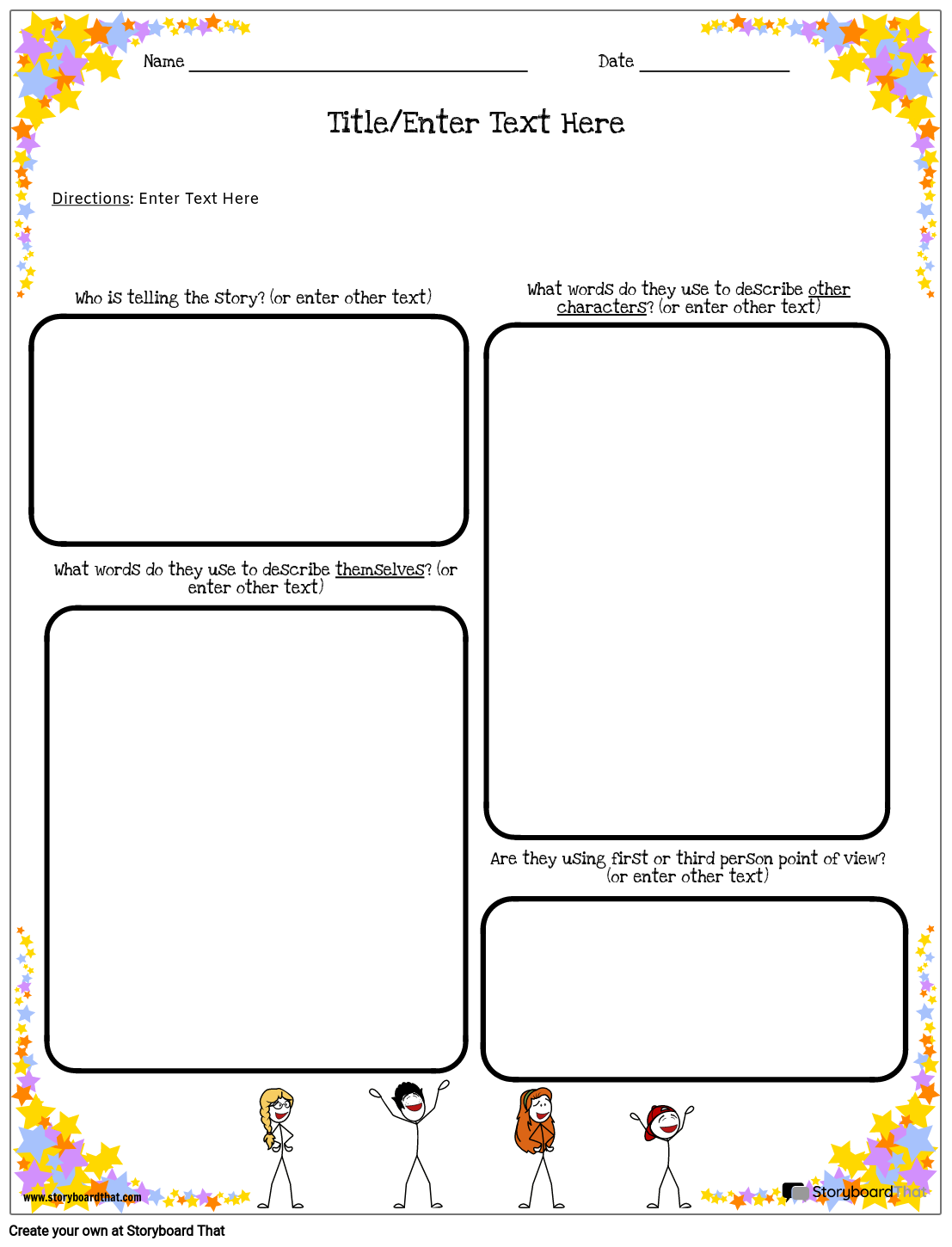 Stars Themed Point of View Worksheet Design