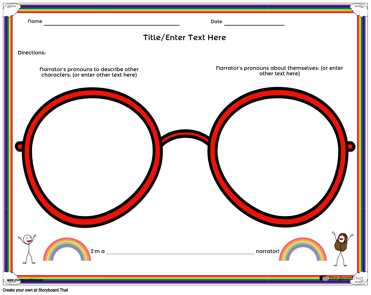 Colorful Glasses Themed Point of View Worksheet