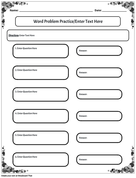 Problem Solving Worksheet Templates | Customize on Storyboard That