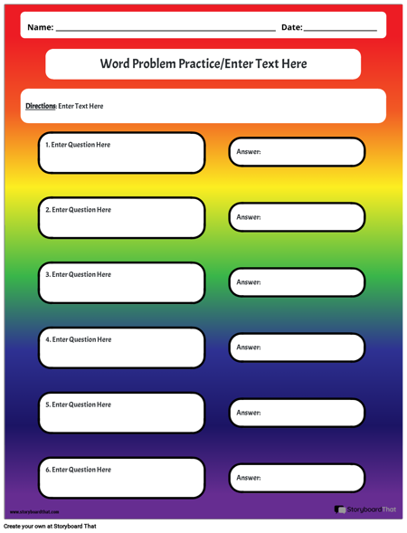 Problem Solving Worksheet Templates | Customize on Storyboard That