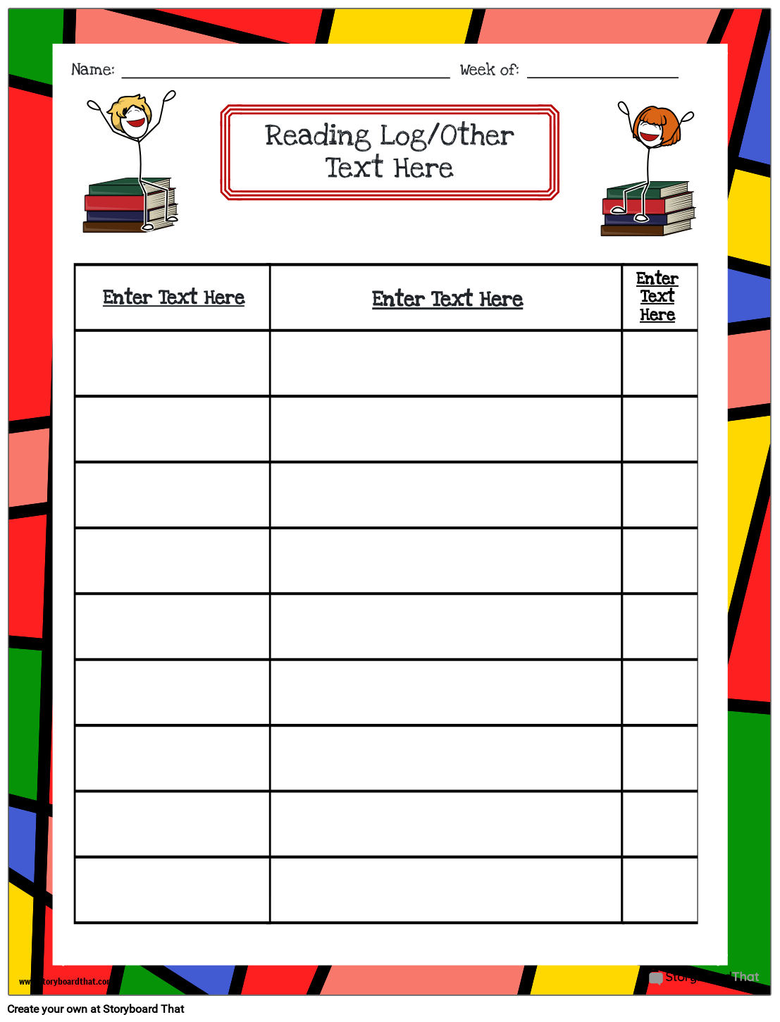 Reading Log 1 Storyboard By Worksheet templates