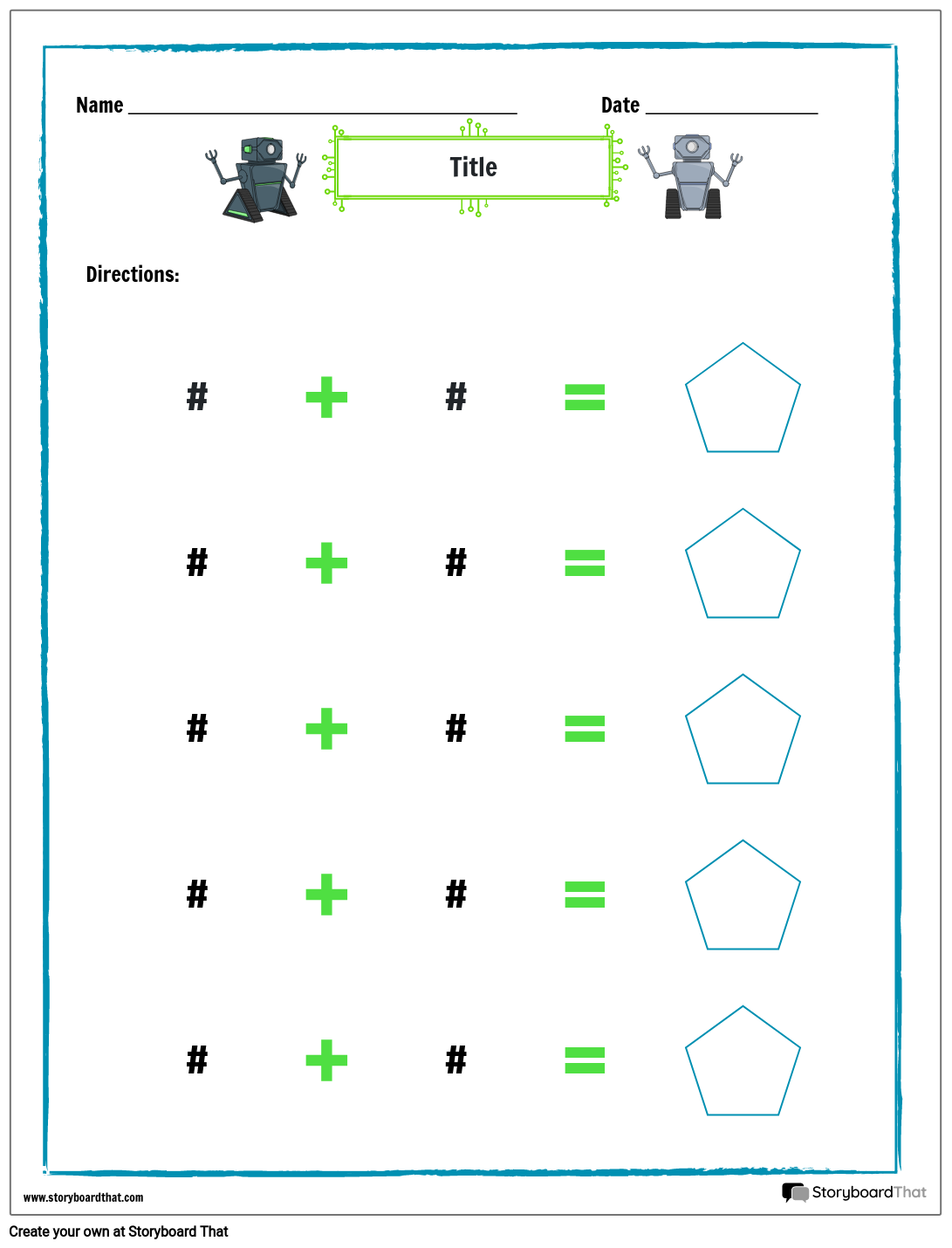 Robot-Themed Addition Worksheet for Students