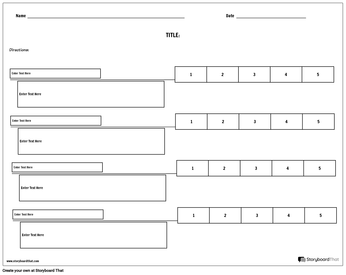 Multiple Boxes Rubric Practice Worksheet Design