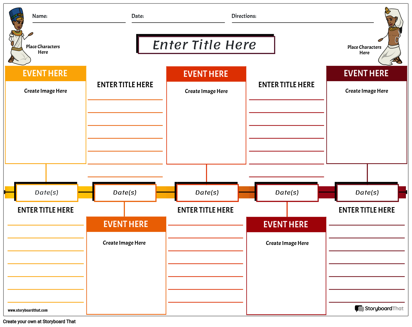 Timeline Worksheet Template with Historical Characters