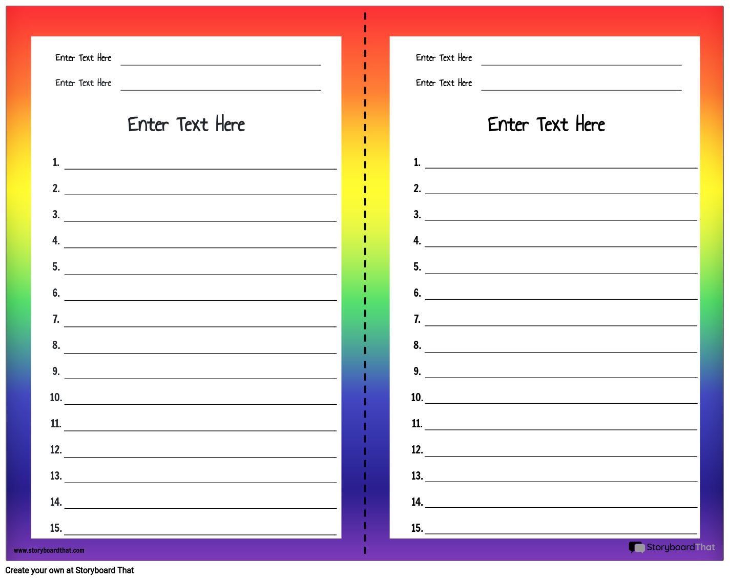 Vibrant Rainbow Themed Spelling Test Template