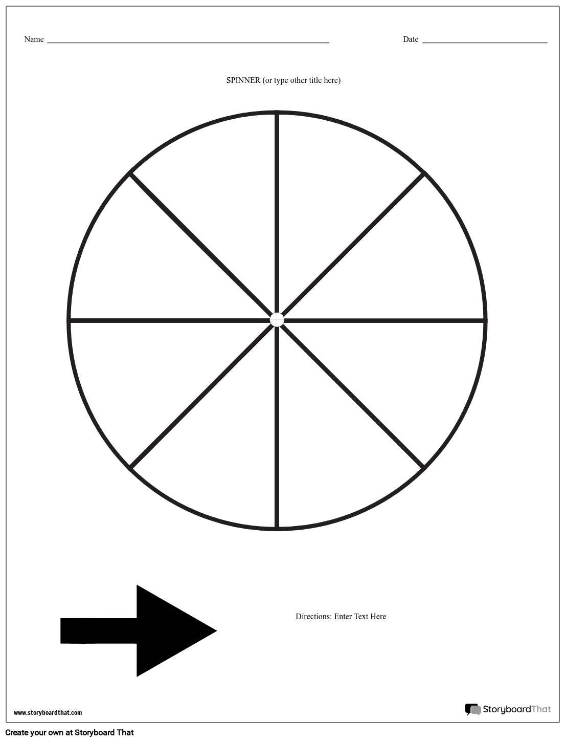 Simple Spin the Wheel Game Worksheet Design