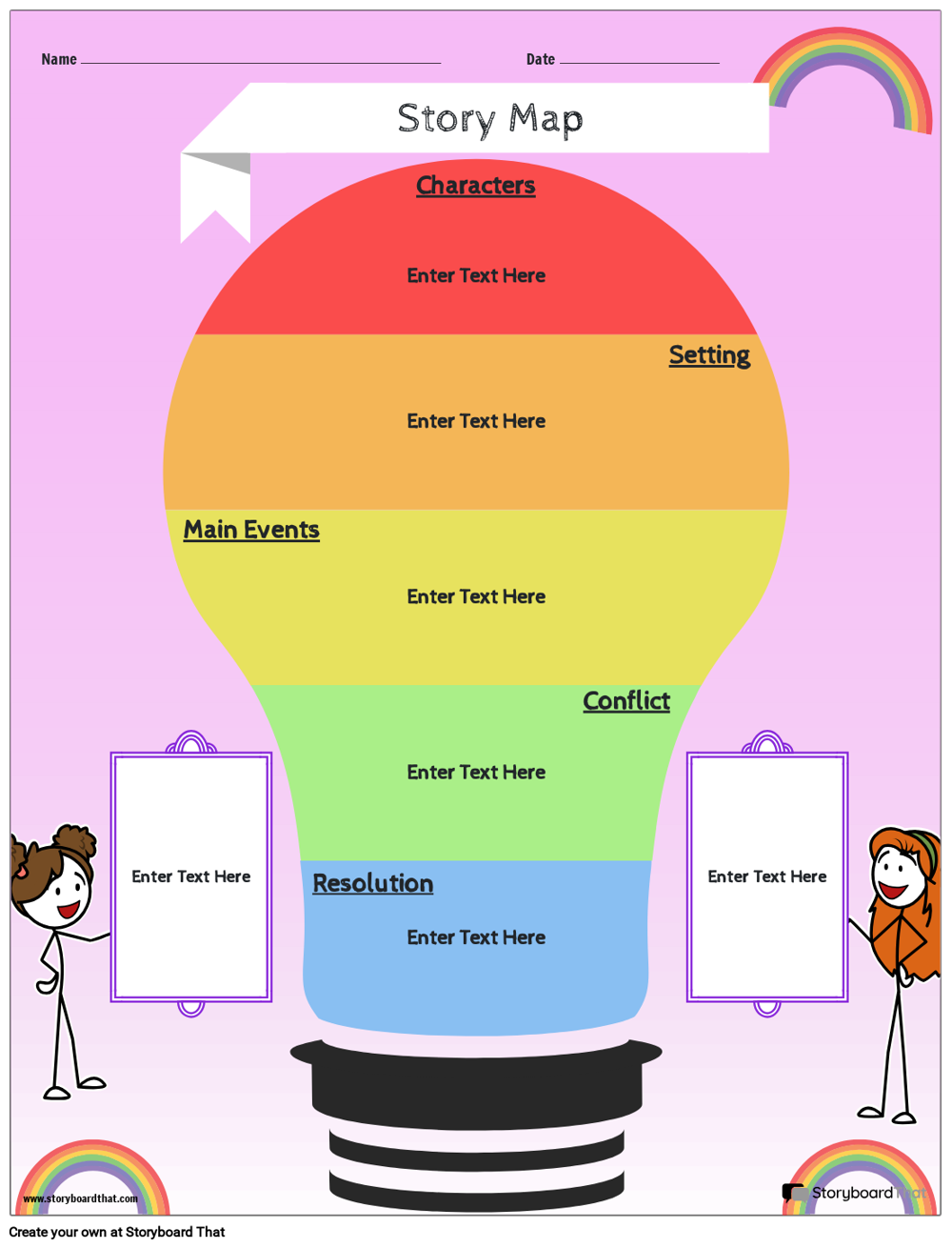 Rainbow Bulb Story Map Template