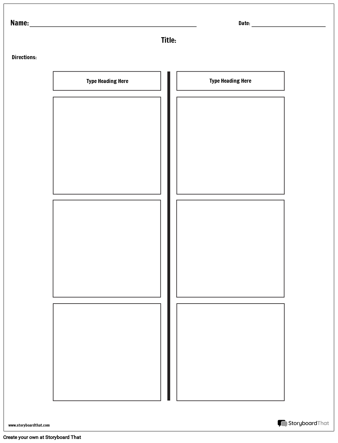 Simple 2 Columns T-Chart Worksheet Template