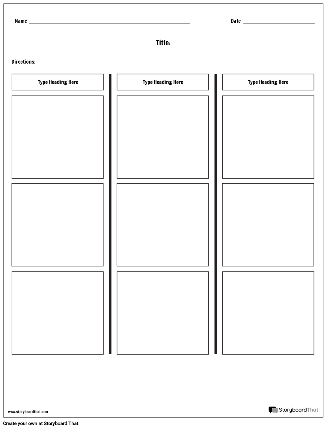 T-Chart Practice Worksheet with Simple 3 Columns