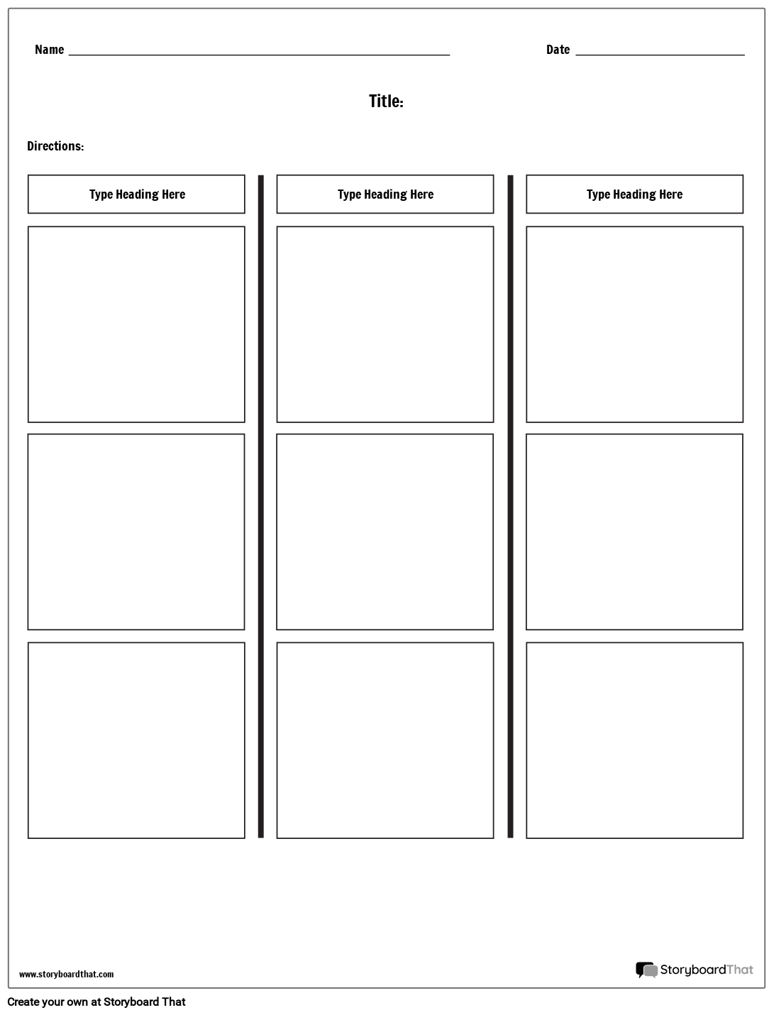 3 column chart template