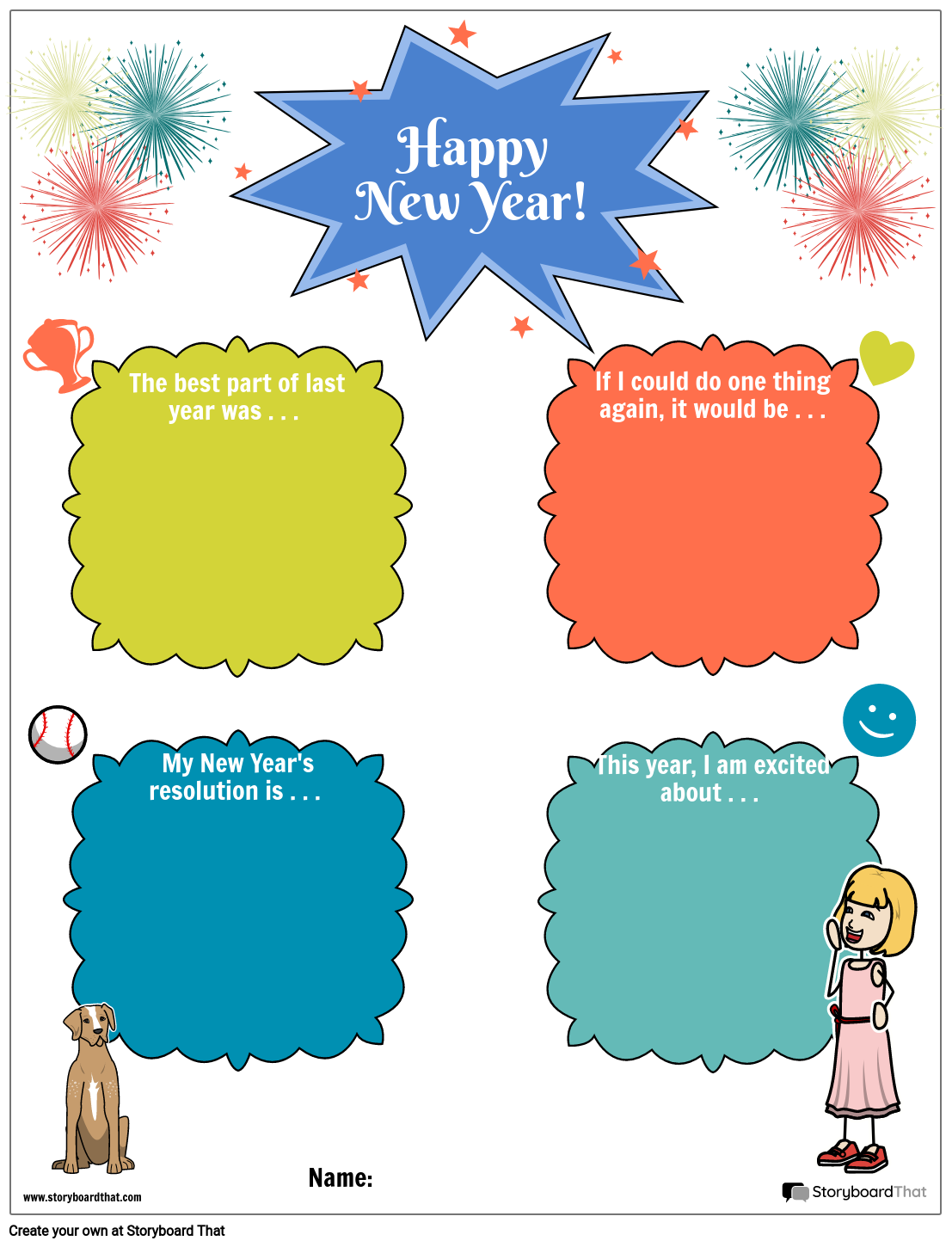 New Years Themed Goal Setting Worksheet Guide