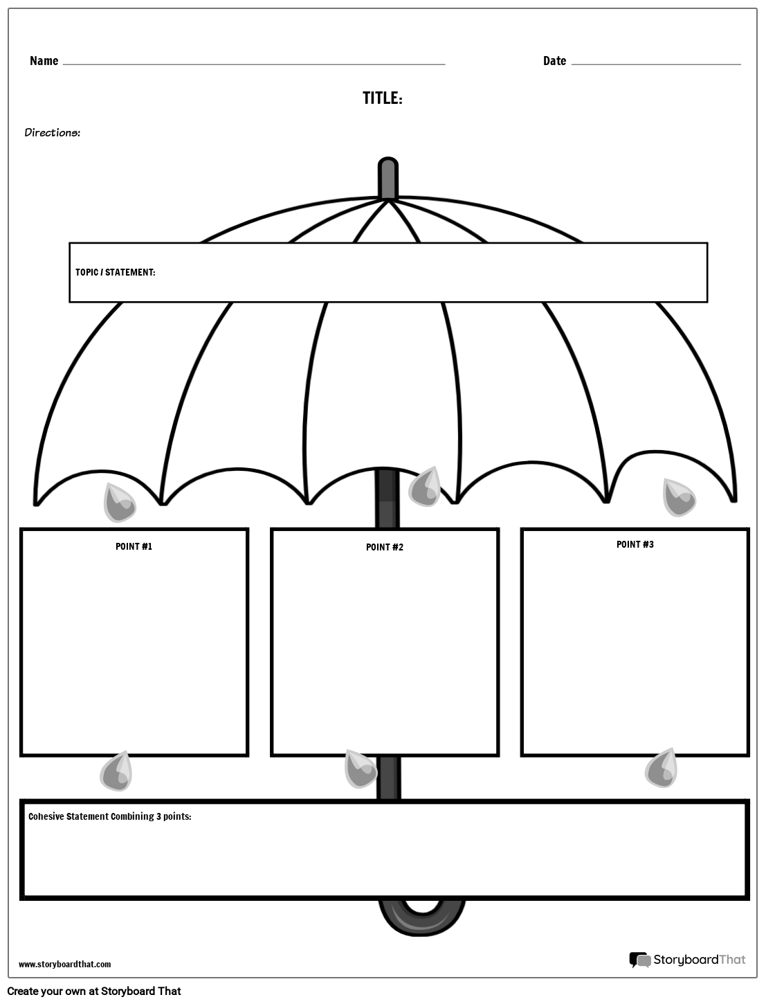 Rain Themed Thesis Statement Worksheet Outline