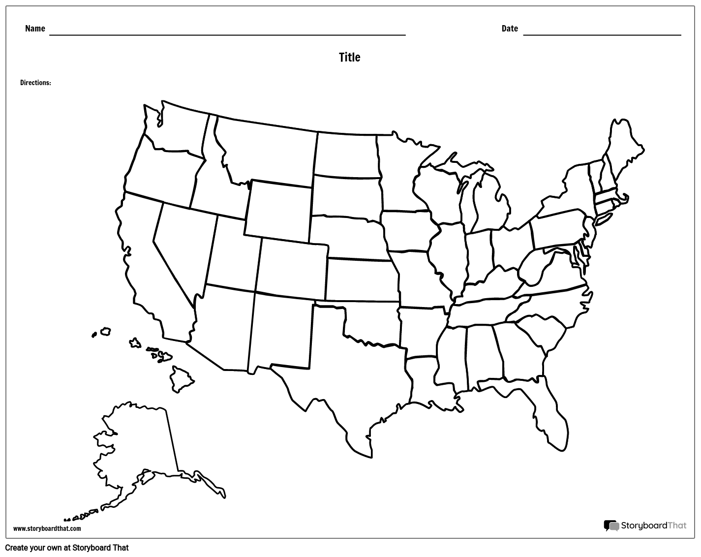 United States Map Storyboard by worksheet-templates