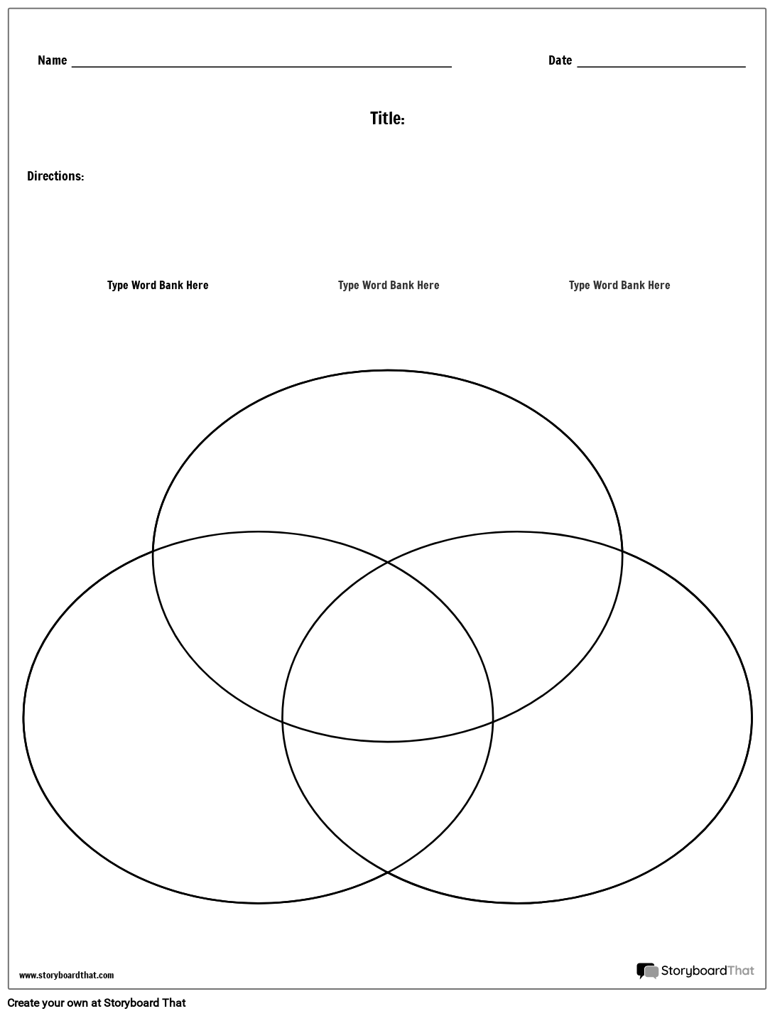 Three-Circle Venn Diagram Worksheet
