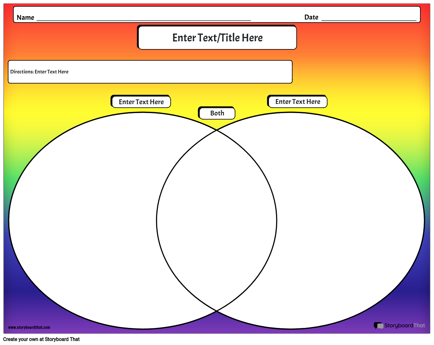 Colorful Venn Diagram Worksheet Template