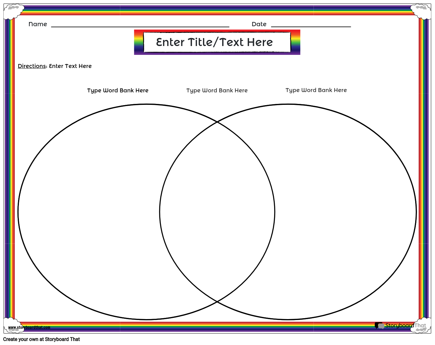 Free Rainbow Venn Diagram Template
