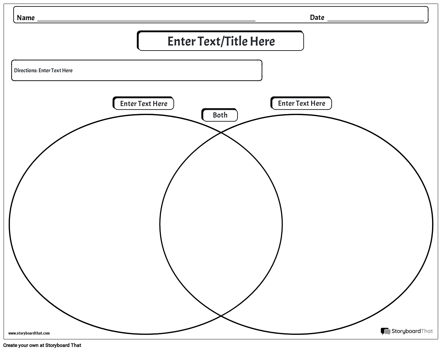 Customizable Two-Circle Venn Diagram Template
