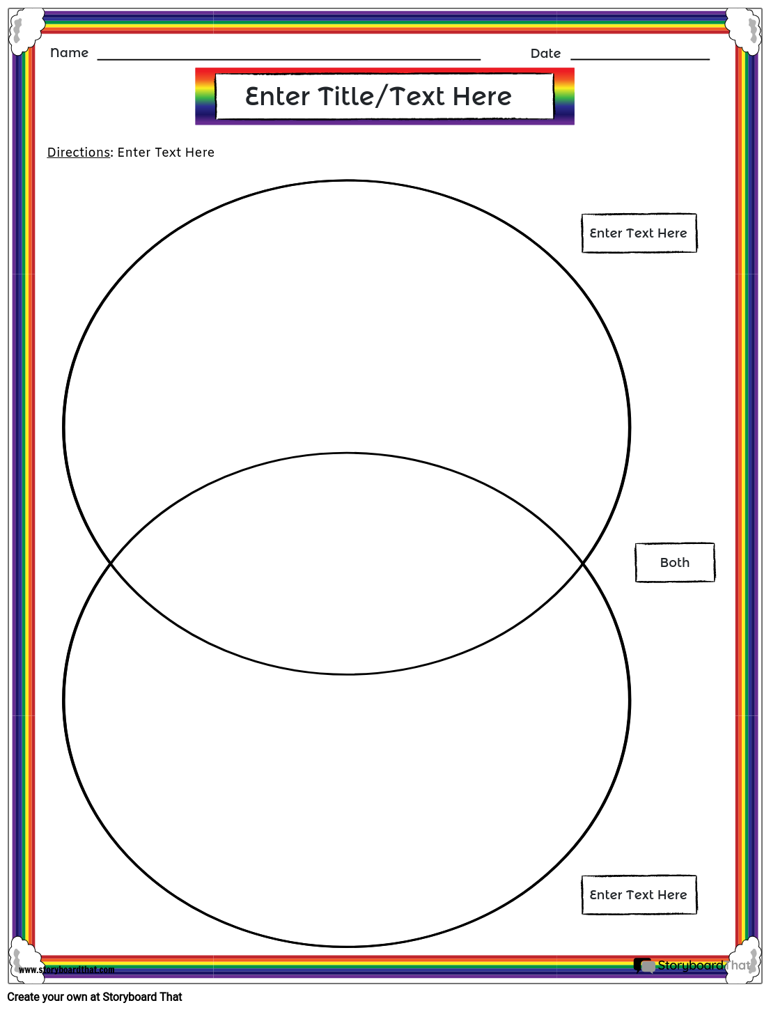 Rainbow Venn Diagram Worksheet for Students