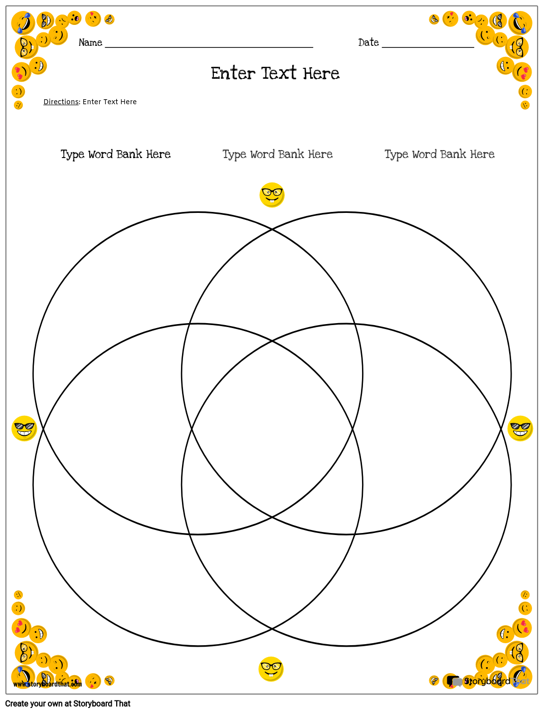Emoji-Themed Venn Diagram Template