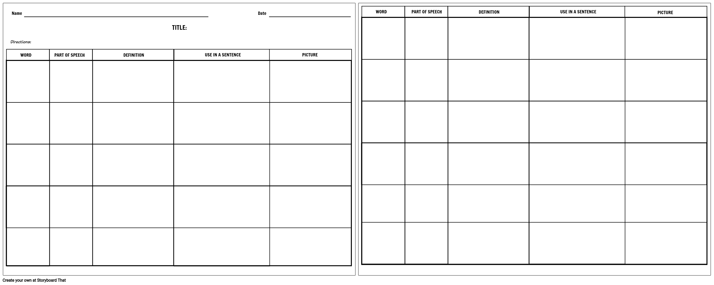 Vocabulary - Multiple Word Chart - More Details Intended For Blank Vocabulary Worksheet Template