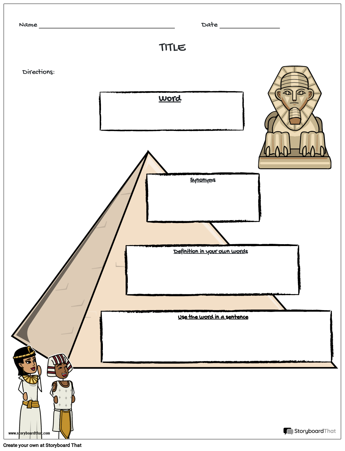 Pyramids Social Studies Vocabulary Worksheet